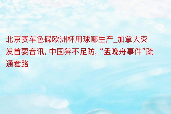 北京赛车色碟欧洲杯用球哪生产_加拿大突发首要音讯, 中国猝不足防, “孟晚舟事件”疏通套路