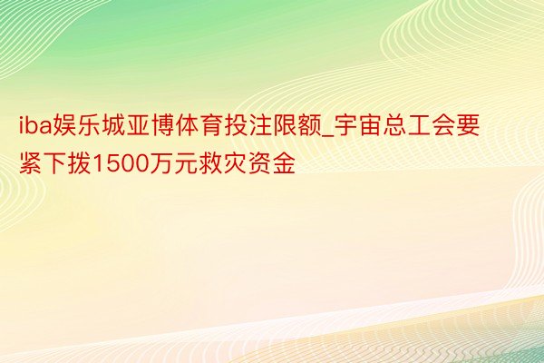 iba娱乐城亚博体育投注限额_宇宙总工会要紧下拨1500万元救灾资金