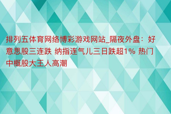排列五体育网络博彩游戏网站_隔夜外盘：好意思股三连跌 纳指连气儿三日跌超1% 热门中概股大王人高潮