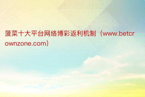 菠菜十大平台网络博彩返利机制（www.betcrownzone.com）